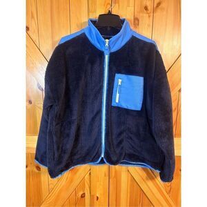 J Crew Fleece Jacket XL Super Plush Sherpa Jacket Navy Blue Full Zip (4299)